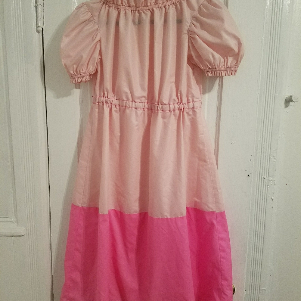 2 Tone Pink Puff Sleeve Gathered Princess Dress